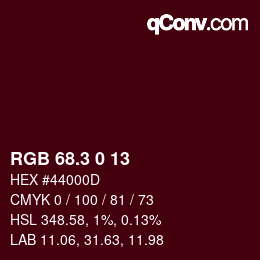 カラーコード: RGB 68.3 0 13 | qconv.com