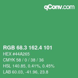 カラーコード: RGB 68.3 162.4 101 | qconv.com