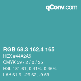 カラーコード: RGB 68.3 162.4 165 | qconv.com