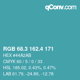カラーコード: RGB 68.3 162.4 171 | qconv.com