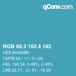 カラーコード: RGB 68.3 162.4 182 | qconv.com