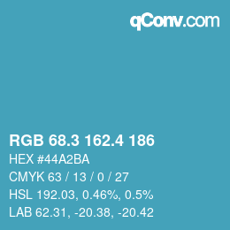 カラーコード: RGB 68.3 162.4 186 | qconv.com