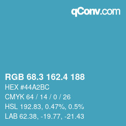 カラーコード: RGB 68.3 162.4 188 | qconv.com