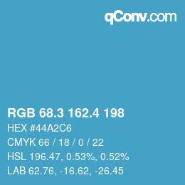 カラーコード: RGB 68.3 162.4 198 | qconv.com