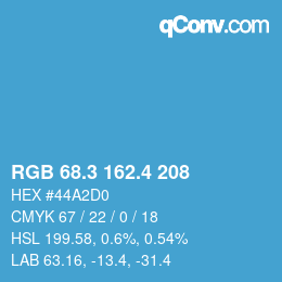 カラーコード: RGB 68.3 162.4 208 | qconv.com