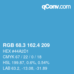 カラーコード: RGB 68.3 162.4 209 | qconv.com