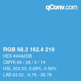 カラーコード: RGB 68.3 162.4 219 | qconv.com