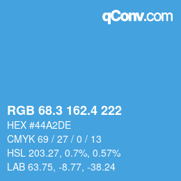 カラーコード: RGB 68.3 162.4 222 | qconv.com