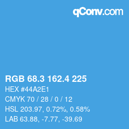 カラーコード: RGB 68.3 162.4 225 | qconv.com