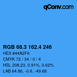 カラーコード: RGB 68.3 162.4 246 | qconv.com