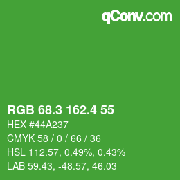 カラーコード: RGB 68.3 162.4 55 | qconv.com