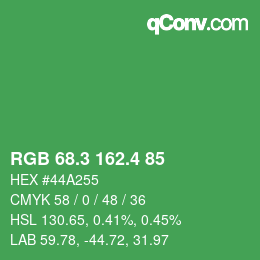 カラーコード: RGB 68.3 162.4 85 | qconv.com