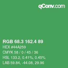 カラーコード: RGB 68.3 162.4 89 | qconv.com