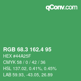 カラーコード: RGB 68.3 162.4 95 | qconv.com