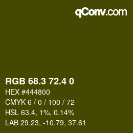 カラーコード: RGB 68.3 72.4 0 | qconv.com