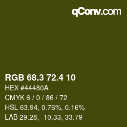カラーコード: RGB 68.3 72.4 10 | qconv.com