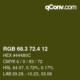 カラーコード: RGB 68.3 72.4 12 | qconv.com