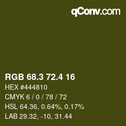 カラーコード: RGB 68.3 72.4 16 | qconv.com