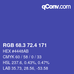 カラーコード: RGB 68.3 72.4 171 | qconv.com