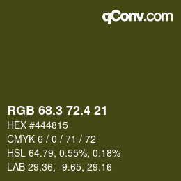 カラーコード: RGB 68.3 72.4 21 | qconv.com