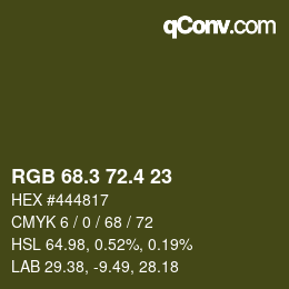 カラーコード: RGB 68.3 72.4 23 | qconv.com