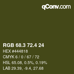 カラーコード: RGB 68.3 72.4 24 | qconv.com