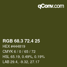 カラーコード: RGB 68.3 72.4 25 | qconv.com
