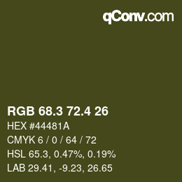 カラーコード: RGB 68.3 72.4 26 | qconv.com