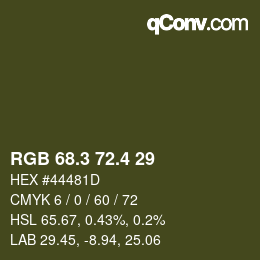 カラーコード: RGB 68.3 72.4 29 | qconv.com