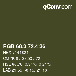 カラーコード: RGB 68.3 72.4 36 | qconv.com