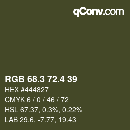 カラーコード: RGB 68.3 72.4 39 | qconv.com