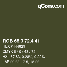 カラーコード: RGB 68.3 72.4 41 | qconv.com