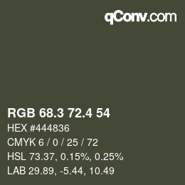 カラーコード: RGB 68.3 72.4 54 | qconv.com