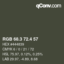 カラーコード: RGB 68.3 72.4 57 | qconv.com