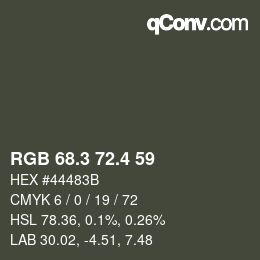カラーコード: RGB 68.3 72.4 59 | qconv.com