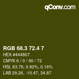カラーコード: RGB 68.3 72.4 7 | qconv.com