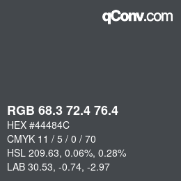 カラーコード: RGB 68.3 72.4 76.4 | qconv.com