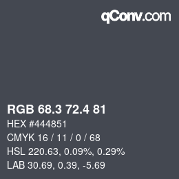 カラーコード: RGB 68.3 72.4 81 | qconv.com