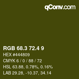 カラーコード: RGB 68.3 72.4 9 | qconv.com