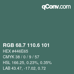 カラーコード: RGB 68.7 110.6 101 | qconv.com