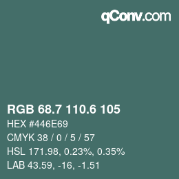 カラーコード: RGB 68.7 110.6 105 | qconv.com