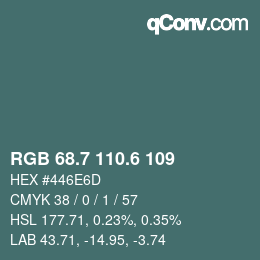 カラーコード: RGB 68.7 110.6 109 | qconv.com
