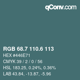 カラーコード: RGB 68.7 110.6 113 | qconv.com