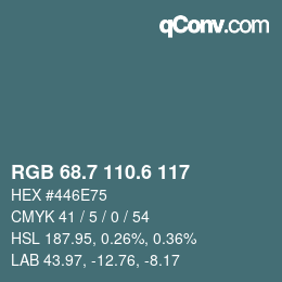 カラーコード: RGB 68.7 110.6 117 | qconv.com