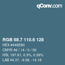 カラーコード: RGB 68.7 110.6 128 | qconv.com