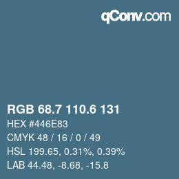 カラーコード: RGB 68.7 110.6 131 | qconv.com