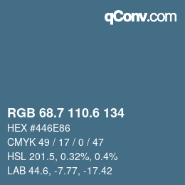 カラーコード: RGB 68.7 110.6 134 | qconv.com