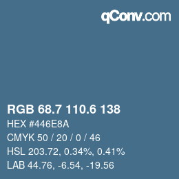 カラーコード: RGB 68.7 110.6 138 | qconv.com