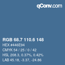 カラーコード: RGB 68.7 110.6 148 | qconv.com