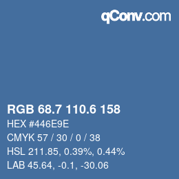 カラーコード: RGB 68.7 110.6 158 | qconv.com